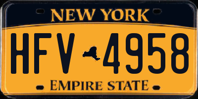 NY license plate HFV4958
