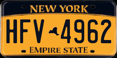 NY license plate HFV4962