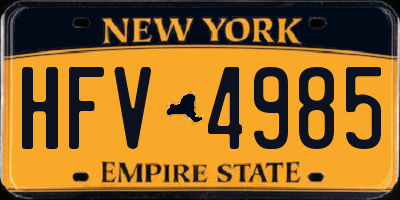 NY license plate HFV4985