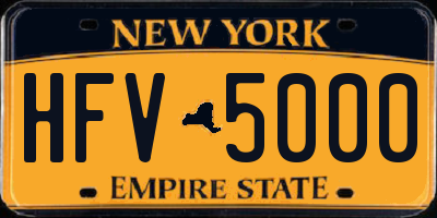 NY license plate HFV5000