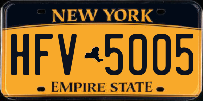 NY license plate HFV5005