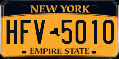 NY license plate HFV5010