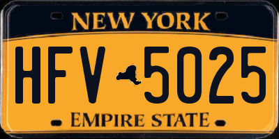 NY license plate HFV5025