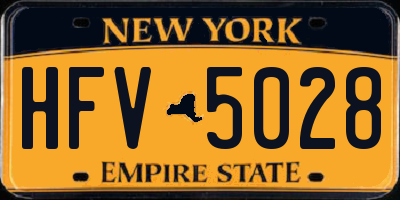 NY license plate HFV5028