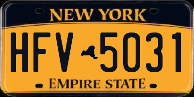 NY license plate HFV5031