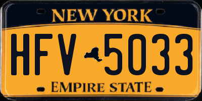 NY license plate HFV5033
