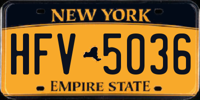 NY license plate HFV5036