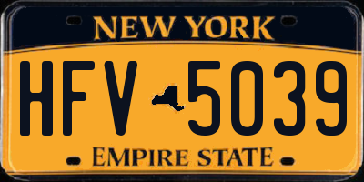 NY license plate HFV5039
