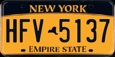 NY license plate HFV5137