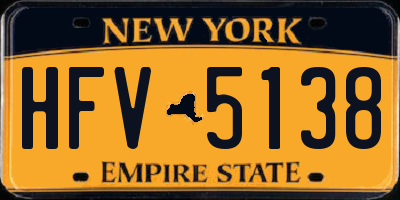 NY license plate HFV5138