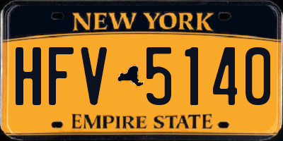 NY license plate HFV5140