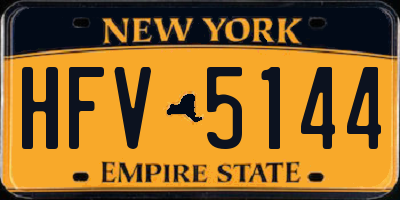 NY license plate HFV5144