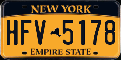NY license plate HFV5178