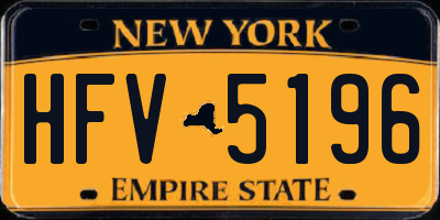 NY license plate HFV5196