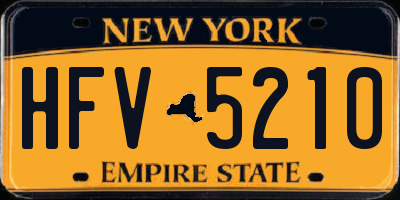 NY license plate HFV5210
