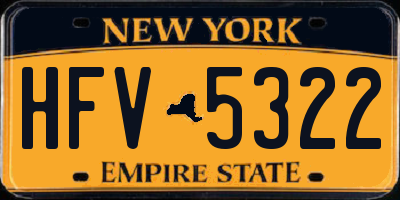 NY license plate HFV5322