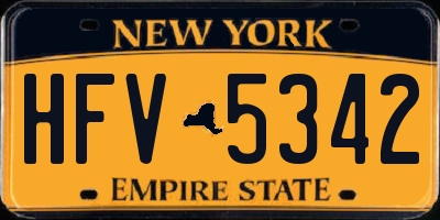 NY license plate HFV5342