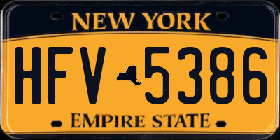 NY license plate HFV5386