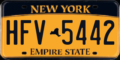 NY license plate HFV5442
