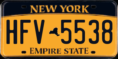 NY license plate HFV5538