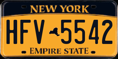 NY license plate HFV5542