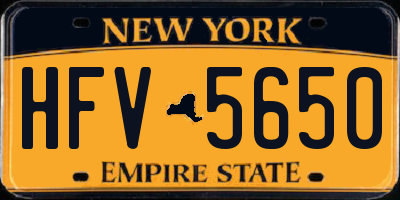 NY license plate HFV5650