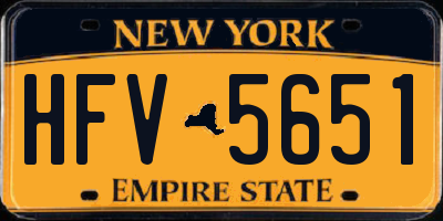 NY license plate HFV5651