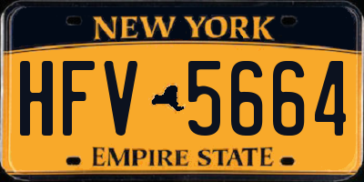NY license plate HFV5664