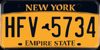 NY license plate HFV5734