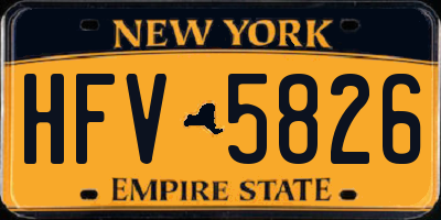 NY license plate HFV5826