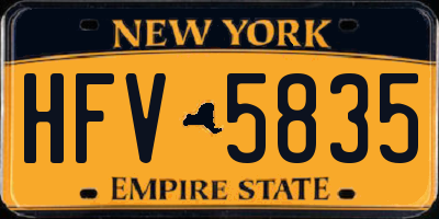 NY license plate HFV5835