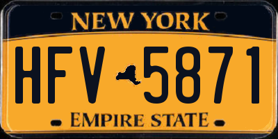 NY license plate HFV5871