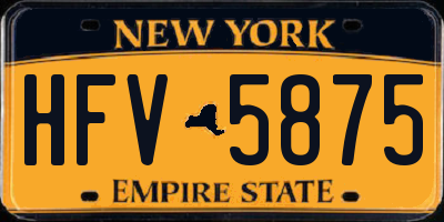 NY license plate HFV5875