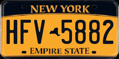 NY license plate HFV5882