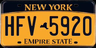 NY license plate HFV5920