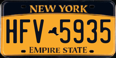 NY license plate HFV5935