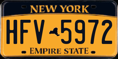 NY license plate HFV5972