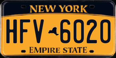 NY license plate HFV6020