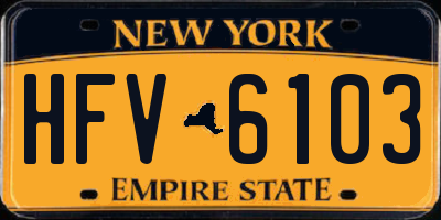NY license plate HFV6103