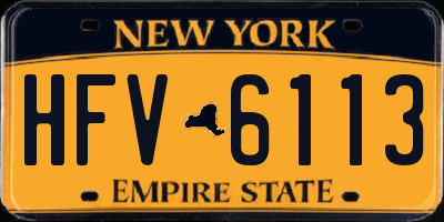 NY license plate HFV6113