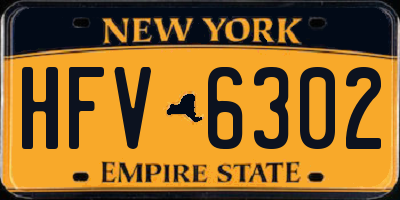 NY license plate HFV6302