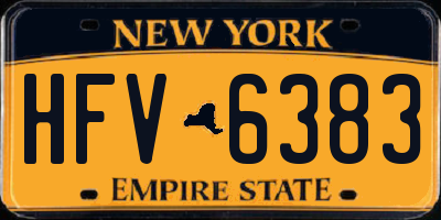 NY license plate HFV6383