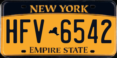 NY license plate HFV6542