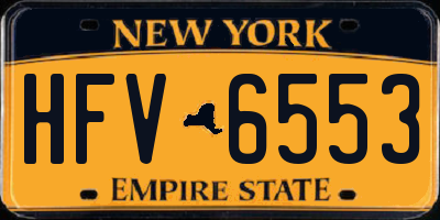 NY license plate HFV6553