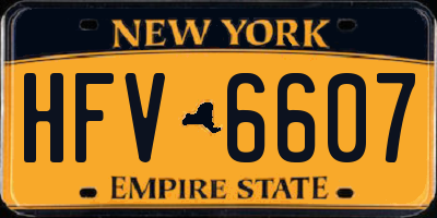 NY license plate HFV6607