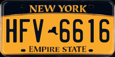 NY license plate HFV6616
