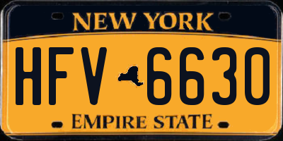 NY license plate HFV6630
