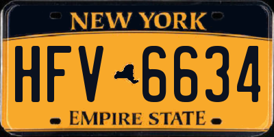 NY license plate HFV6634