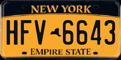 NY license plate HFV6643