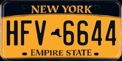 NY license plate HFV6644
